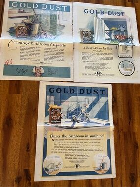 3 Vtg GOLD DUST Washing Powder Magazine Advertisement Pages Black Americana READ